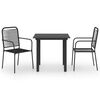 vidaXL Set de comedor de jard&iacute;n de 3 piezas vidrio y acero negro