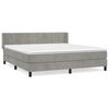 vidaXL Cama box spring con colch&oacute;n terciopelo gris claro 160x200 cm