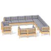 vidaXL Juego de muebles de jard&iacute;n 13 pzas y cojines madera maciza pino