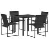 vidaXL Conjunto de Comedor de Jard&iacute;n 5 uds. Negro Textileno y acero