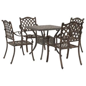 vidaXL Conjunto de mesa de jard&iacute;n 5 pcs Bronce Aluminio fundido
