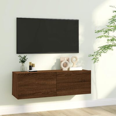 vidaXL Mueble pared TV madera contrachapada roble marrón 100x30x30 cm