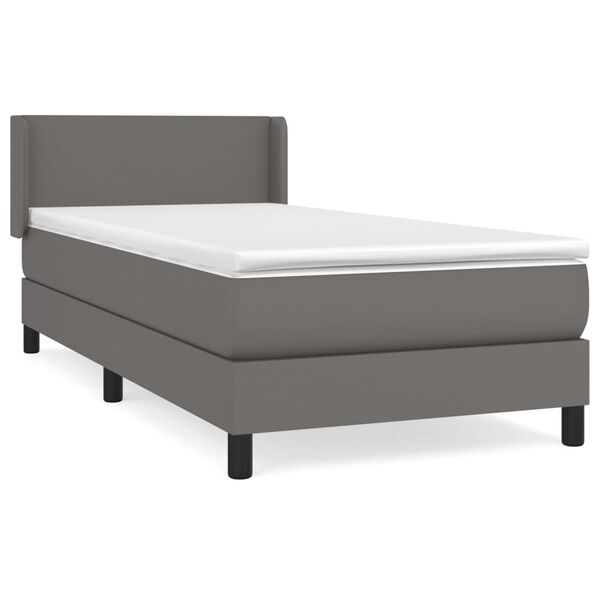 vidaXL Cama box spring con colchón cuero sintético gris 100x200 cm