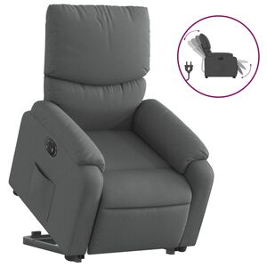 vidaXL Sill&oacute;n el&eacute;ctrico reclinable elevable de tela gris oscuro