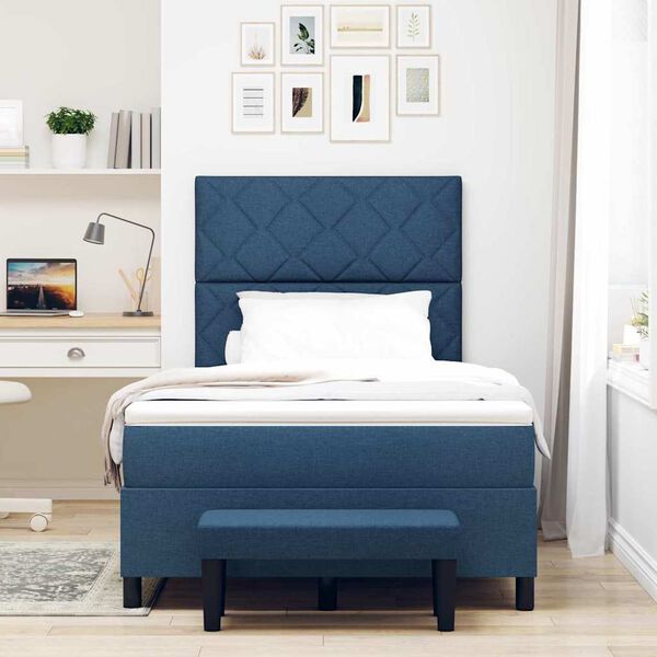 vidaXL Cama tipo Box Spring con colch&oacute;n Azul 120 x 200 cm tela