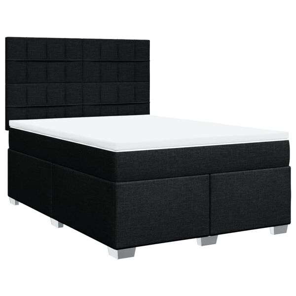 vidaXL Cama box spring con colch&oacute;n tela negro 160x200 cm