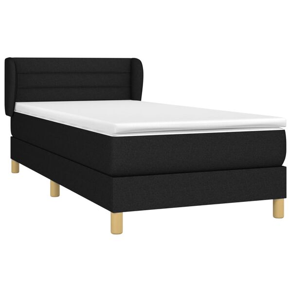 vidaXL Cama box spring con colch&oacute;n tela negro 90x190 cm