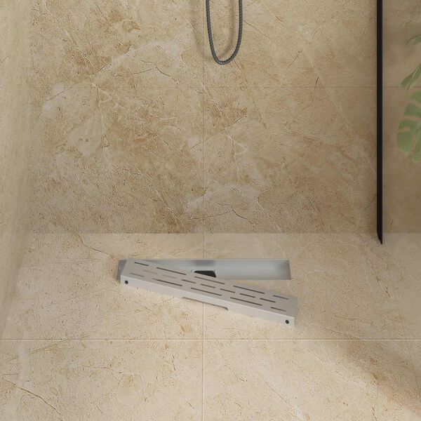 vidaXL Desag&uuml;e de ducha con tapa de vidrio y sif&oacute;n 360&deg; Plateado 50 cm