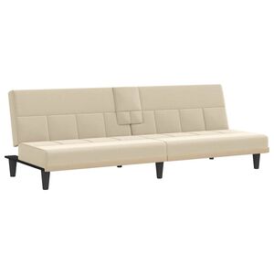 vidaXL Sof&aacute; cama con portavasos tela crema