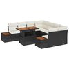 vidaXL Conjunto de sof&aacute; de jard&iacute;n 9 uds. Negro Polirat&aacute;n