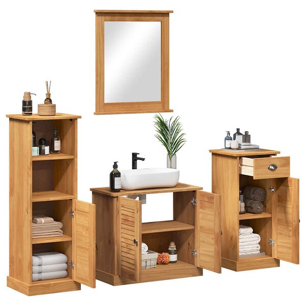 vidaXL Juego de muebles de ba&ntilde;o con caj&oacute;n VIGO 4 pcs Marr&oacute;n miel
