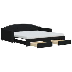 vidaXL Sof&aacute; cama nido con cajones tela negro 100x200 cm