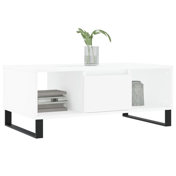 vidaXL Mesa de centro madera contrachapada blanco 90x50x36,5 cm