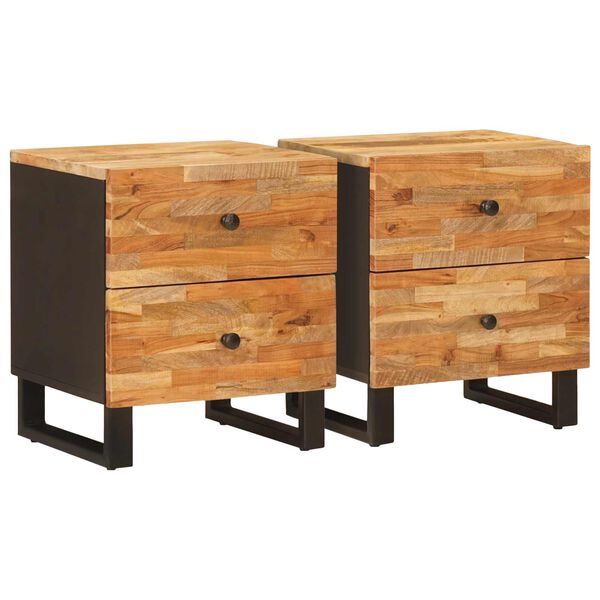 vidaXL Armario de Noche con caj&oacute;n 2 pcs Marr&oacute;n 40 x 33 x 46 cm