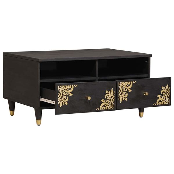 vidaXL Mesa de Café Negro 80 x 54 x 40 cm Madera de mango maciza