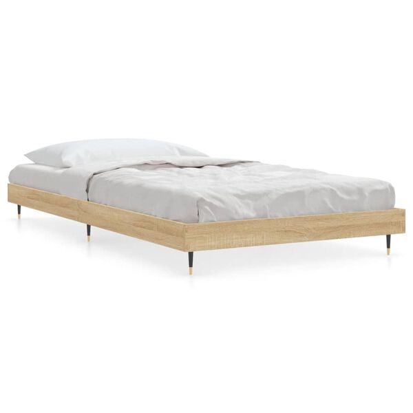 vidaXL Estructura de cama sin colch&oacute;n madera roble Sonoma 100x200 cm