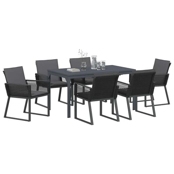 vidaXL Conjunto de Comedor de Jard&iacute;n 7 pcs Antracita rat&aacute;n sint&eacute;tico