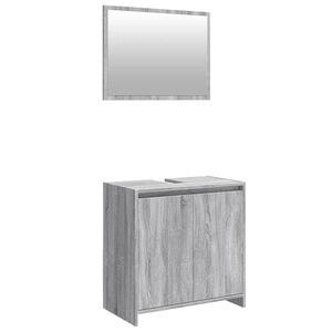 vidaXL Set de muebles de ba&ntilde;o 2 pzas madera contrachapada gris sonoma