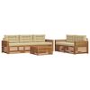 vidaXL Conjunto de sof&aacute;s de exterior 6 uds. Natural y Beige