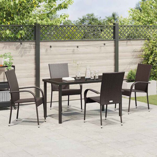 vidaXL Conjunto de Comedor de Jard&iacute;n 5 pcs Marr&oacute;n