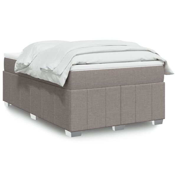 vidaXL Cama box spring con colch&oacute;n tela gris taupe 120x190 cm