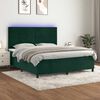 vidaXL Cama box spring colch&oacute;n y LED terciopelo verde oscuro 180x200cm