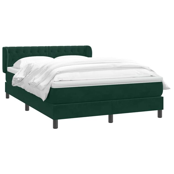 vidaXL Cama box spring con colch&oacute;n terciopelo verde oscuro 160x220 cm