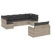 vidaXL Set muebles jard&iacute;n 9 pzas y cojines rat&aacute;n sint&eacute;tico gris claro