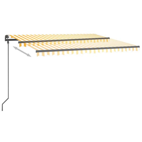vidaXL Toldo autom&aacute;tico LED sensor de viento amarillo y blanco 4x3,5 m