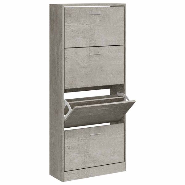 vidaXL Mueble zapatero madera contrachapada gris hormig&oacute;n 63x24x147 cm