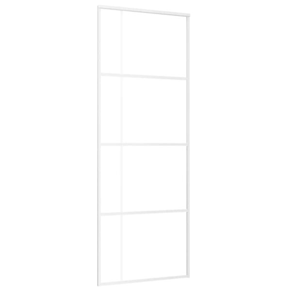 vidaXL Puerta corredera ESG vidrio y aluminio blanca 76x205 cm