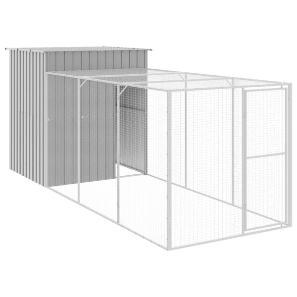 vidaXL Gallinero con corral acero galvanizado gris claro 165x455x181cm