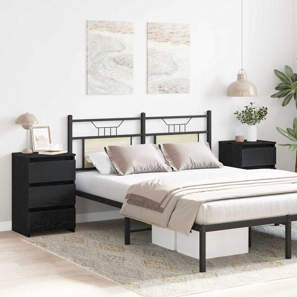 vidaXL Armario de Noche con caj&oacute;n 2 pcs Roble Negro 40 x 35 x 62,5 cm