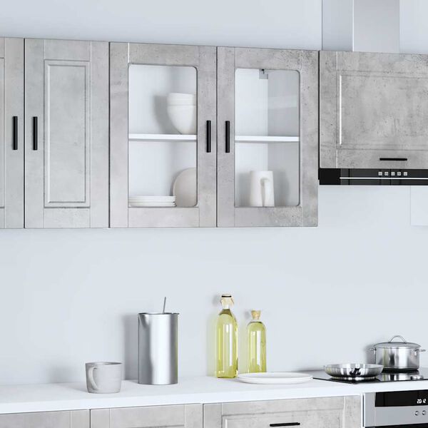 vidaXL Armario de pared para cocina puerta cristal Porto gris hormig&oacute;n