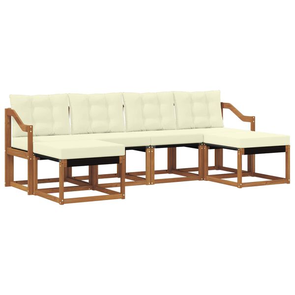 vidaXL Conjunto de sof&aacute;s de exterior con coj&iacute;n 6 pcs Natural y Crema