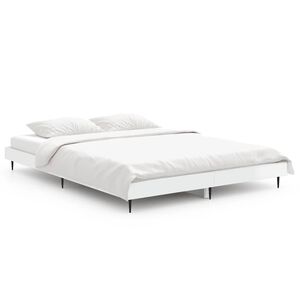 vidaXL Estructura de cama madera de ingenier&iacute;a blanco brillo 140x190cm