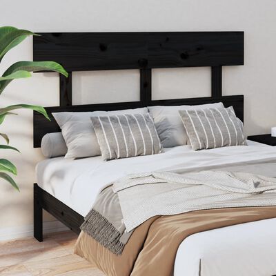 vidaXL Cabecero de cama madera maciza de pino negro 138x3x81 cm