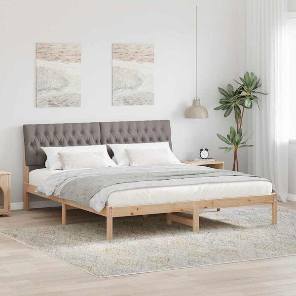 vidaXL Estructura de Cama con Cabecera Tapizada Marrón 180 x 200 cm