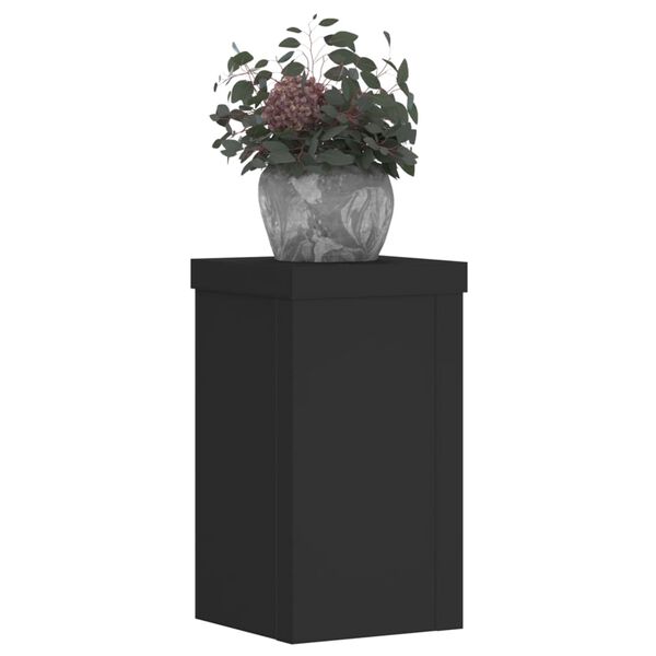vidaXL Soportes de plantas 2 uds madera ingenier&iacute;a negro 10x10x18 cm