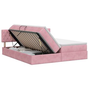 vidaXL Cama con almacenamiento con cabecera 2 uds. Rosa