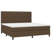 vidaXL Cama box spring con colch&oacute;n tela marr&oacute;n oscuro 200x200 cm