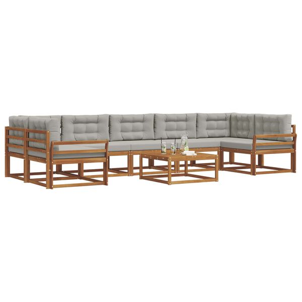 vidaXL Conjunto de sof&aacute;s de exterior 8 pcs Gris Natural y Claro