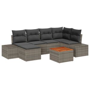 vidaXL Conjunto de sof&aacute; de jard&iacute;n 7 pcs Gris