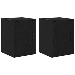 vidaXL Armarios de pared 2 uds para garaje madera de ingenier&iacute;a negro