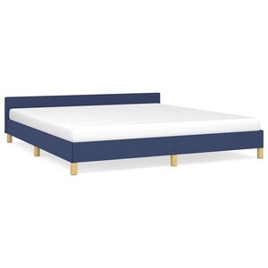 vidaXL Estructura de cama con cabecero sin colch&oacute;n tela azul 180x200cm