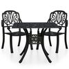 vidaXL Mesa y sillas de bistr&oacute; 3 piezas aluminio fundido negro