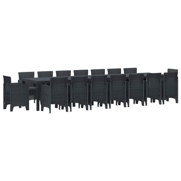 vidaXL Conjunto de comedor de jard&iacute;n con cojines 17 pcs Antracita PP