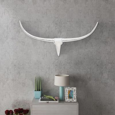 Cabeza de toro de aluminio decorativa para pared 96 cm plateada
