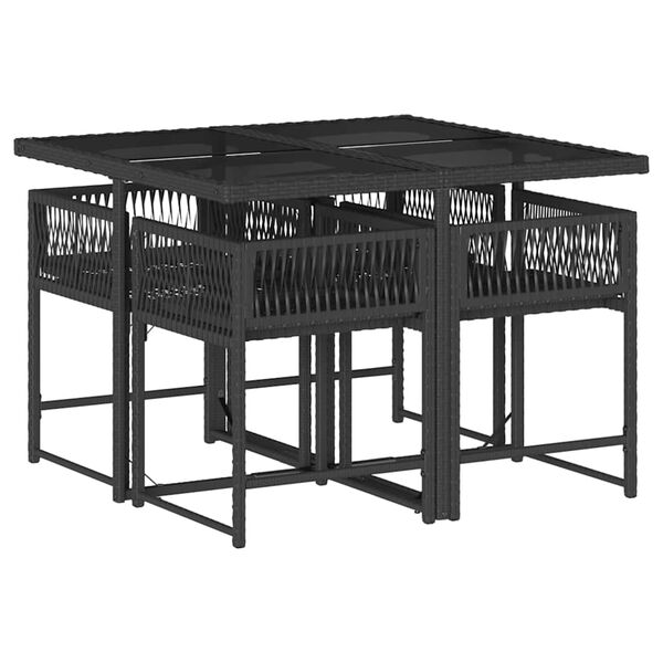 vidaXL Set de muebles jard&iacute;n 5 pzas con cojines rat&aacute;n sint&eacute;tico negro