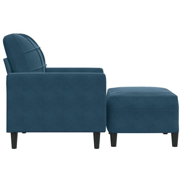 vidaXL Sill&oacute;n con taburete terciopelo azul 60 cm